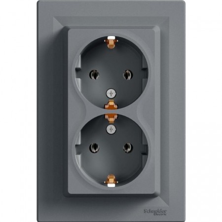 РОЗЕТКА ДВОЙНАЯ С ЗАЗЕМЛЕНИЕМ БЕЛАЯ СТАЛЬ ASFORA Schneider Electric (EPH9900162)