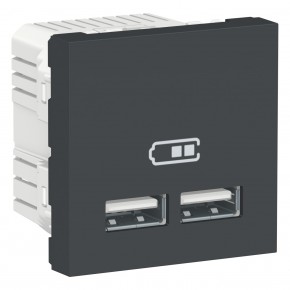РОЗЕТКА USB ДВОЙНАЯ 2.1А 2-МОДУЛЯ АНТРАЦИТ UNICA NEW Schneider Electric (NU341854)